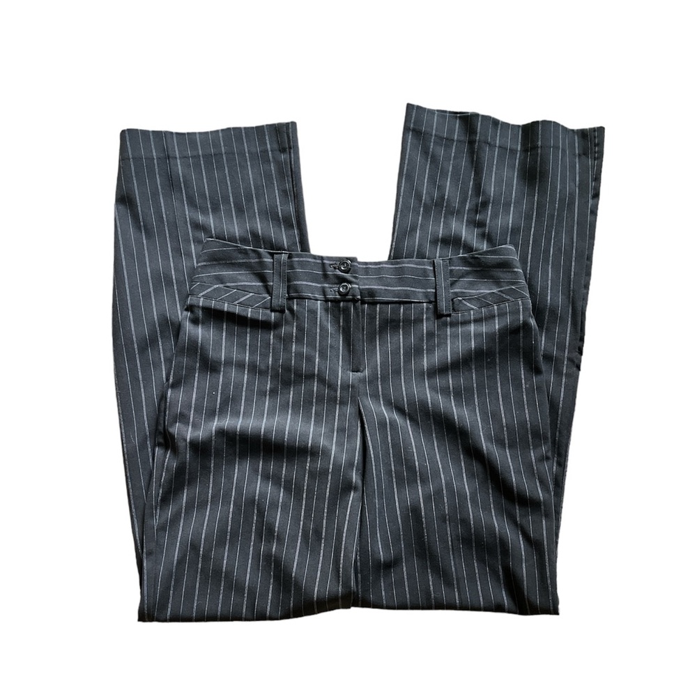 Low Rise Striped Wide Leg Black Pants